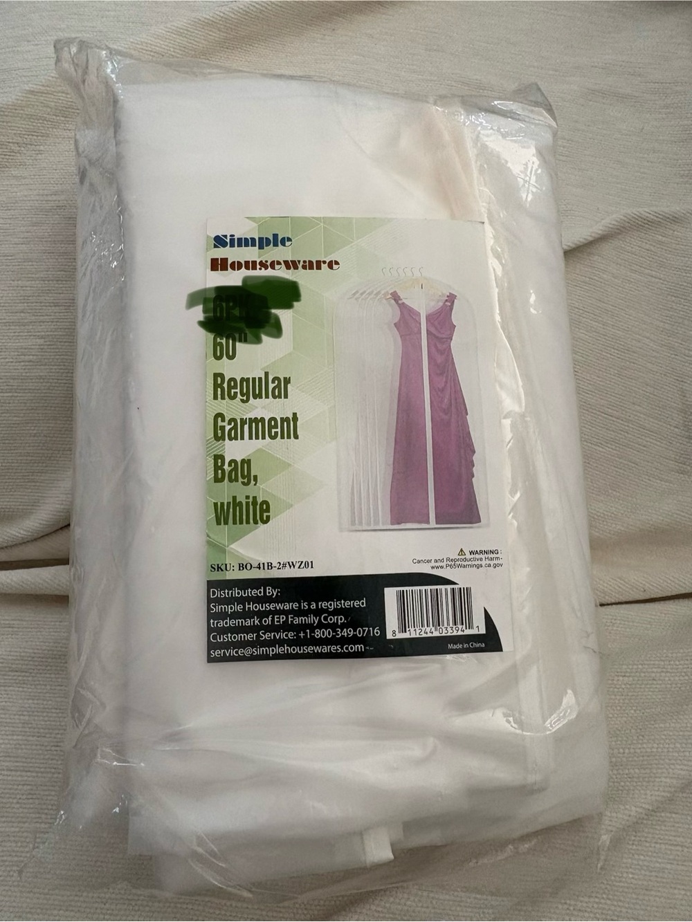 White Regular Garment Bags - 5 Pack FREE WITH PURCHASE